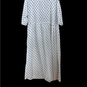 🏖️❤️Oversized White and Black Polka Dot Maxi Sundress with Dolman Sleeves